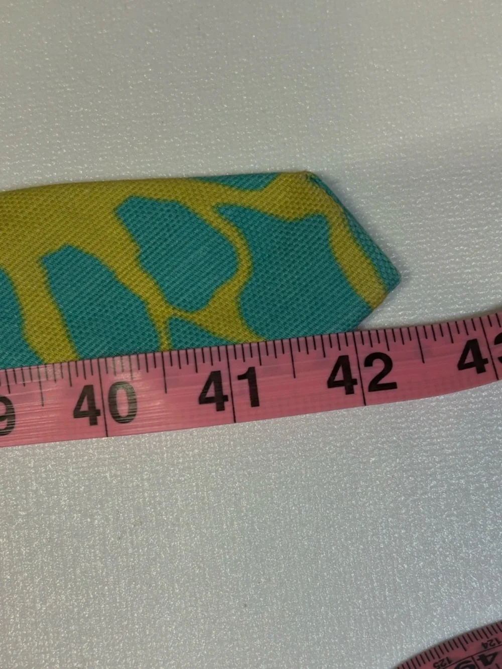J. Crew Aqua Blue & Lime Green Printed Linen Belt Gold Horseshoe Buckle Medium